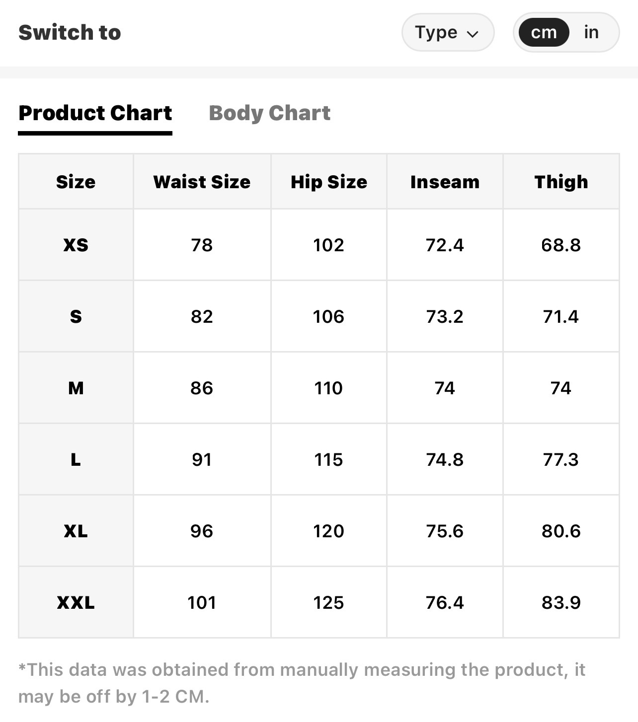 Size Chart